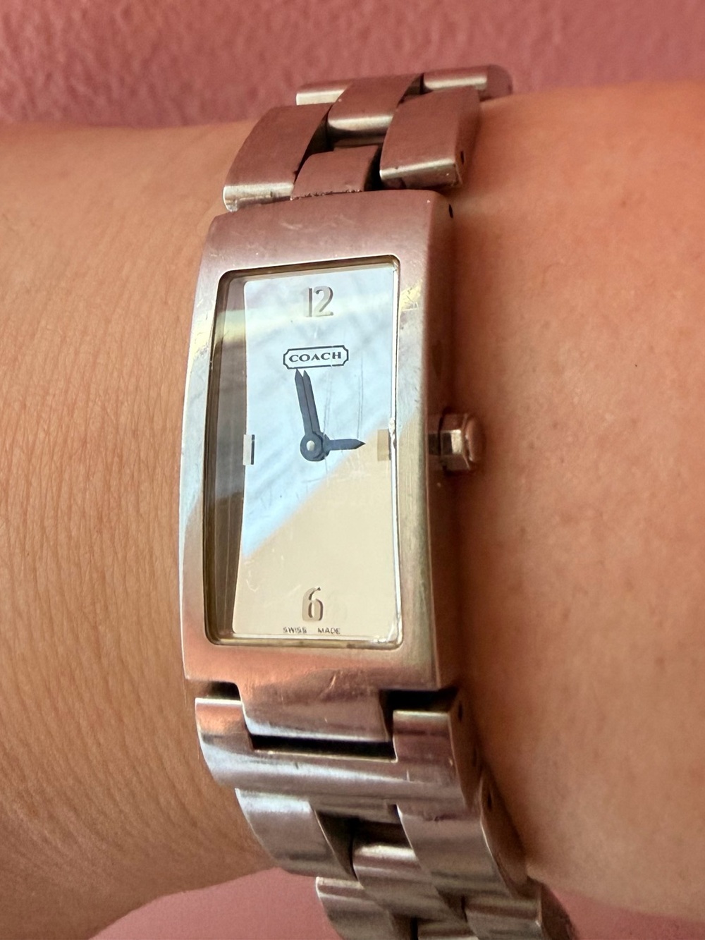 Coach Silver Rectangular Stainless Steel Bracelet Watch